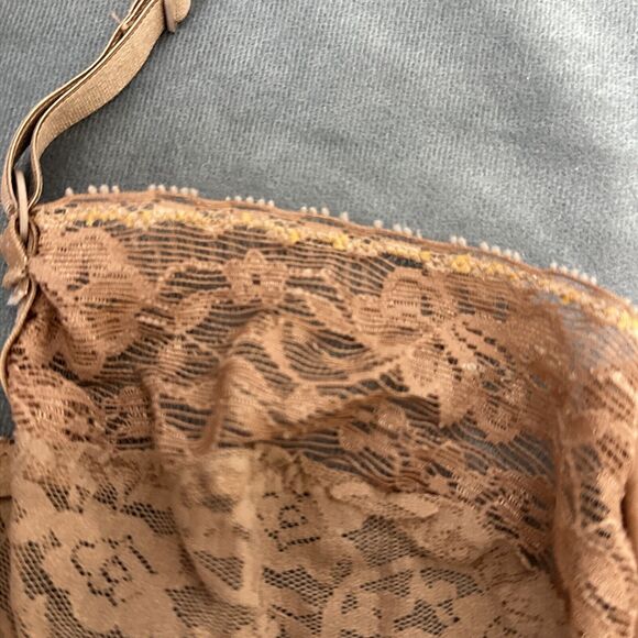 Vintage Fruit of the Loom Bra 36C Helenca Lace Sheer Brown Unlined 4425 - Picture 6 of 9